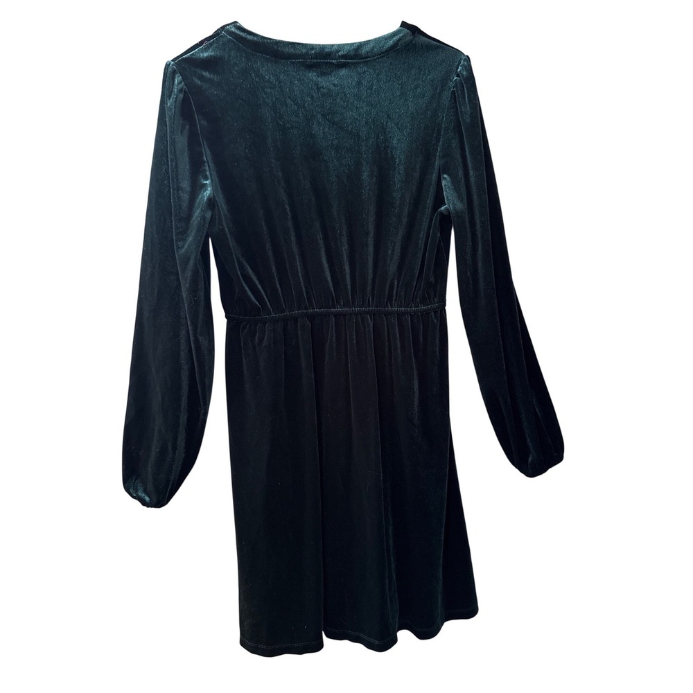 Draper James RSVP Green Velvet Mini Dress V-Neck Long Sleeve Emerald Women's M - Picture 2 of 10